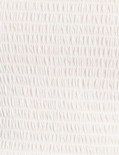 Débardeur smocké et broderie blanc femme