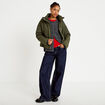 Veste droite &agrave; capuche manches longues vert kaki femme