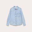 Chemise droite courte manches longues bleu femme