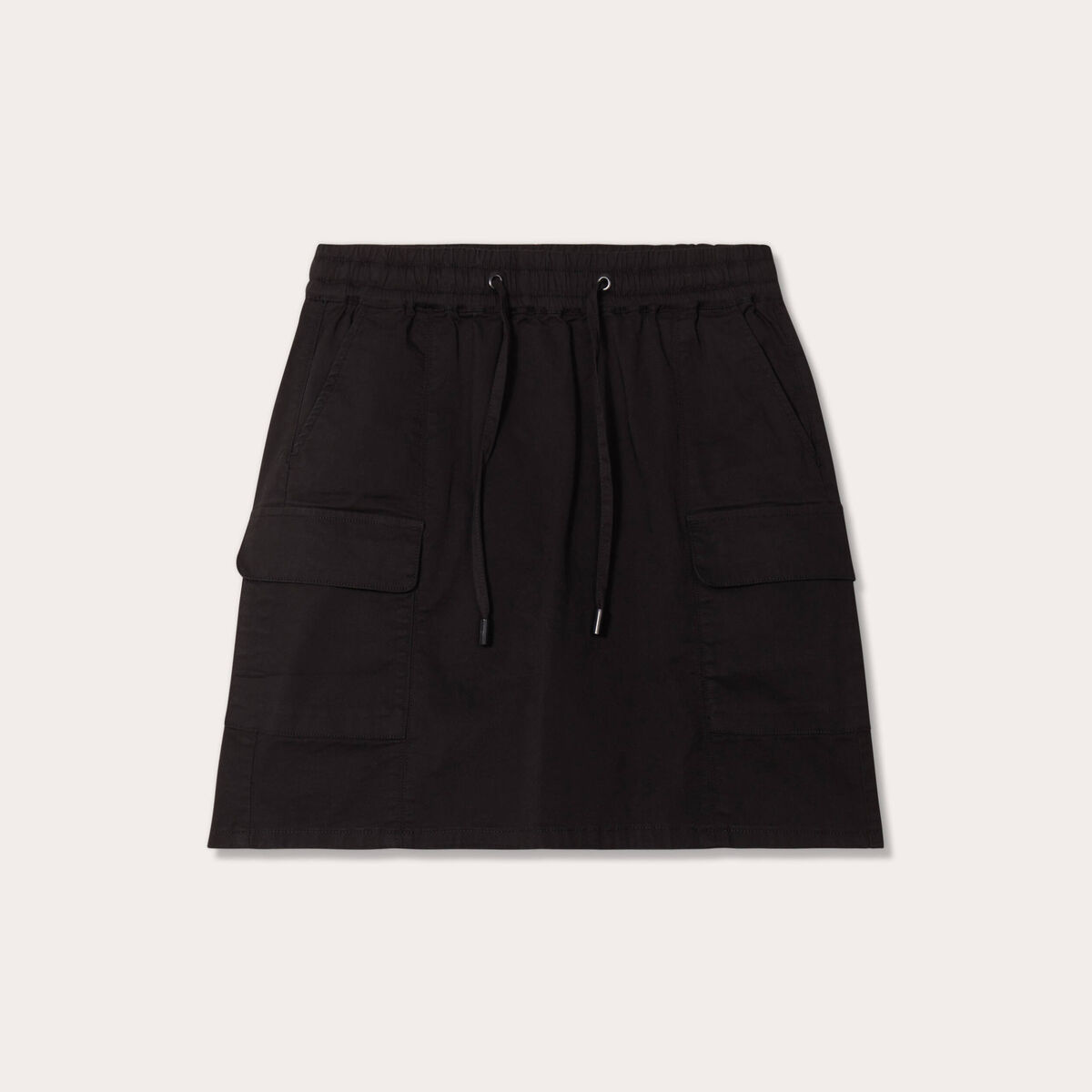 Jupe cargo taille à coulisse noir femme