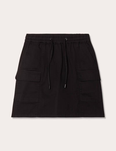 Jupe cargo taille à coulisse noir femme