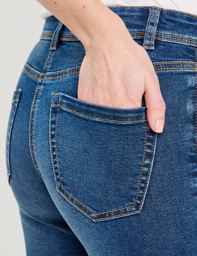 Pantacourt slim en jean denim stone femme