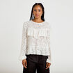 Blouse en dentelle manches longues ecru femme