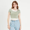 T-shirt 2-en-1 vert pastel femme