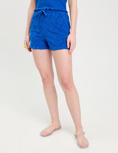 Short droit bleu electrique femme