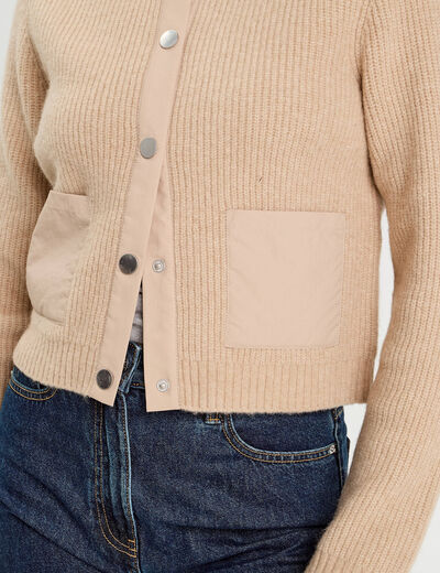 Gilet manches longues taupe femme