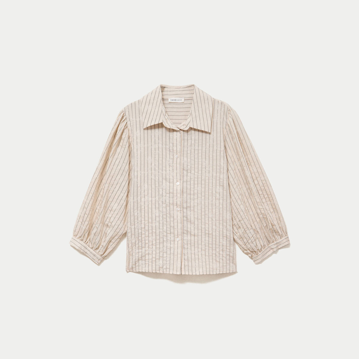 Chemise droite col classique manches 3/4 blanc femme