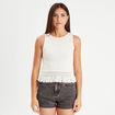Débardeur avec franges ecru femme