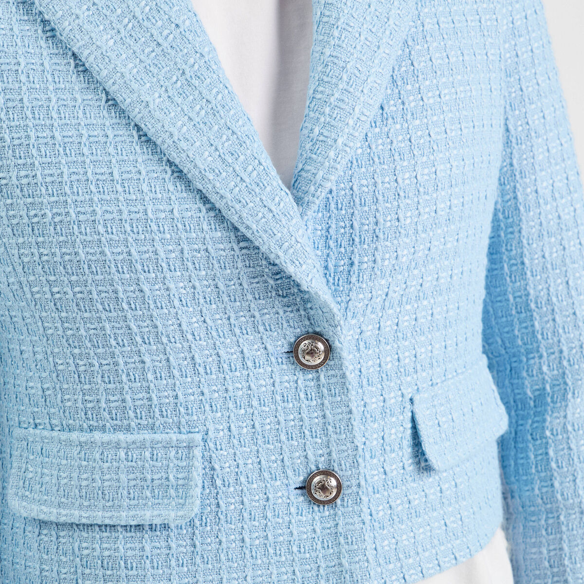 Veste blazer cintrée bleu turquoise femme