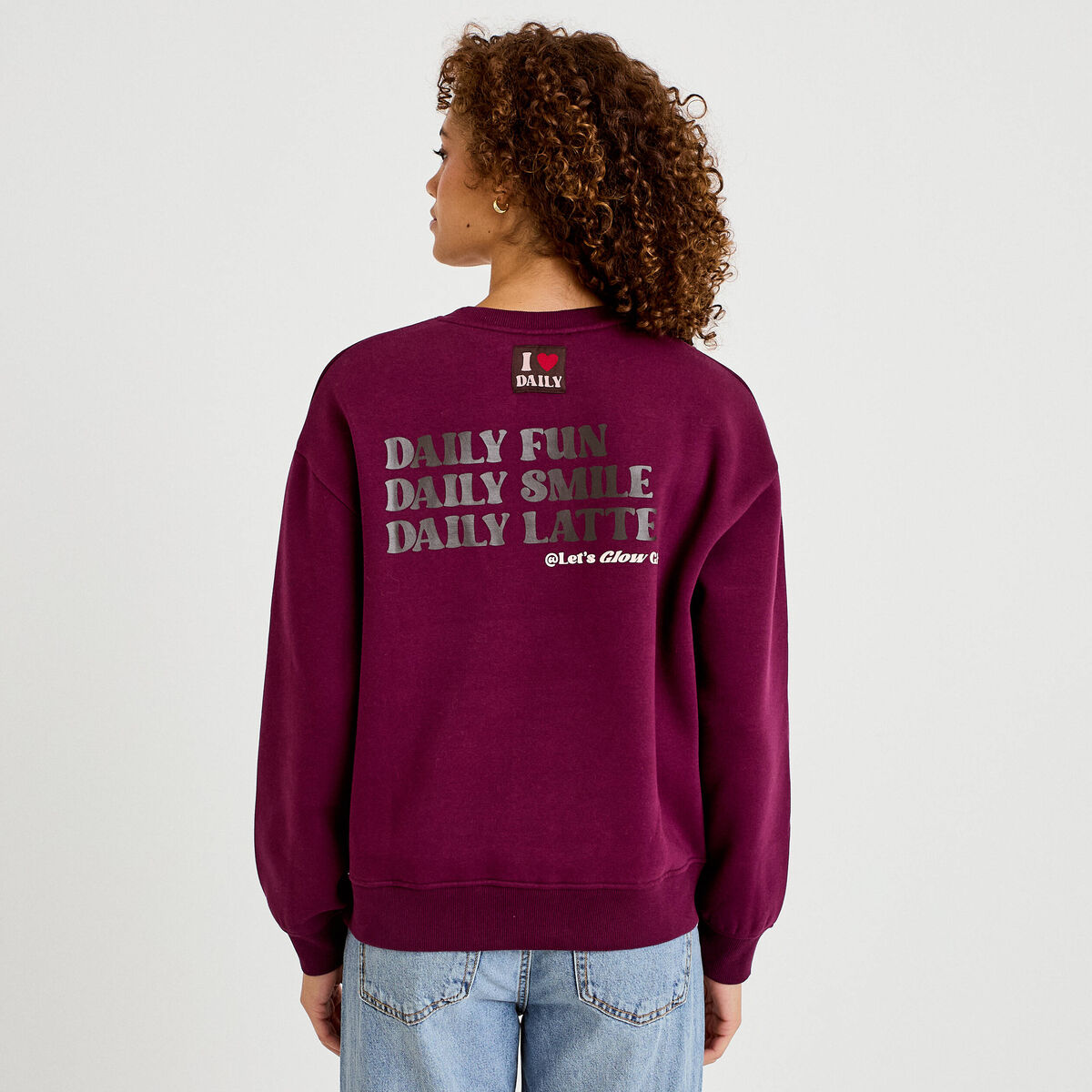 Sweat droit manches longues violet fonc&eacute; femme