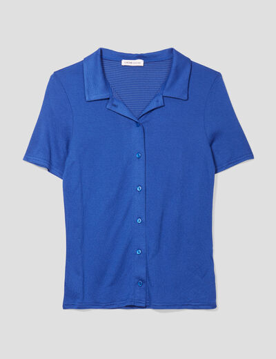 Chemise manches courtes bleu electrique femme