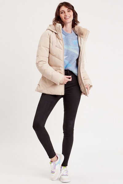 Pull manches longues col rond bleu pastel femme