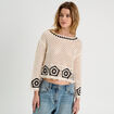 Pull effet crochet beige femme