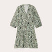 Robe évasée manches 3/4 bleu femme