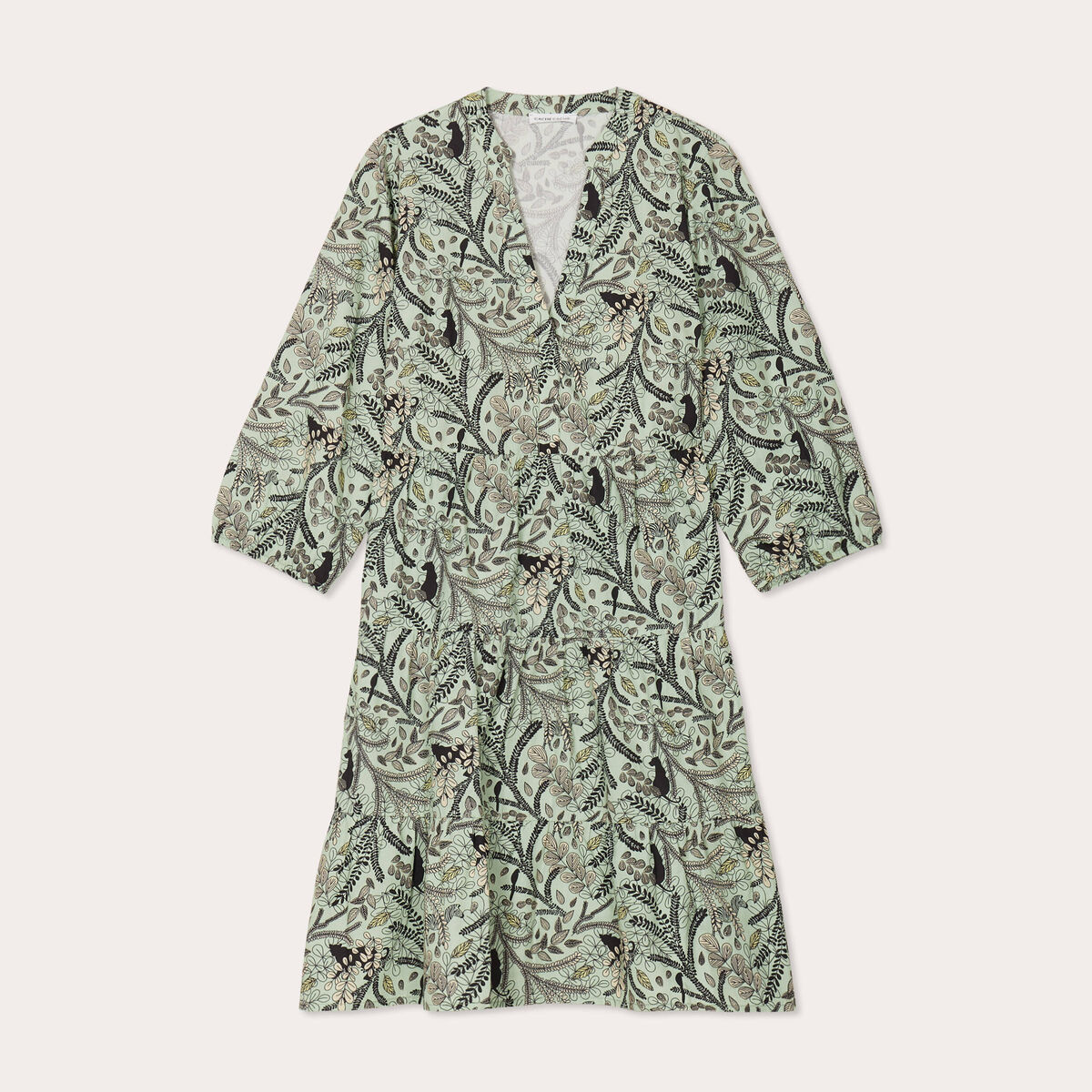 Robe évasée manches 3/4 bleu femme