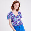 Blouse manches courtes imprimé violet femme