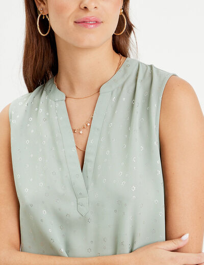 Blouse sans manches vert olive femme