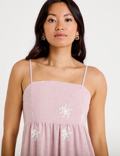 Robe longue &eacute;vas&eacute;e &agrave; fines bretelles rouge femme
