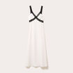 Robe longue évasée blanc femme