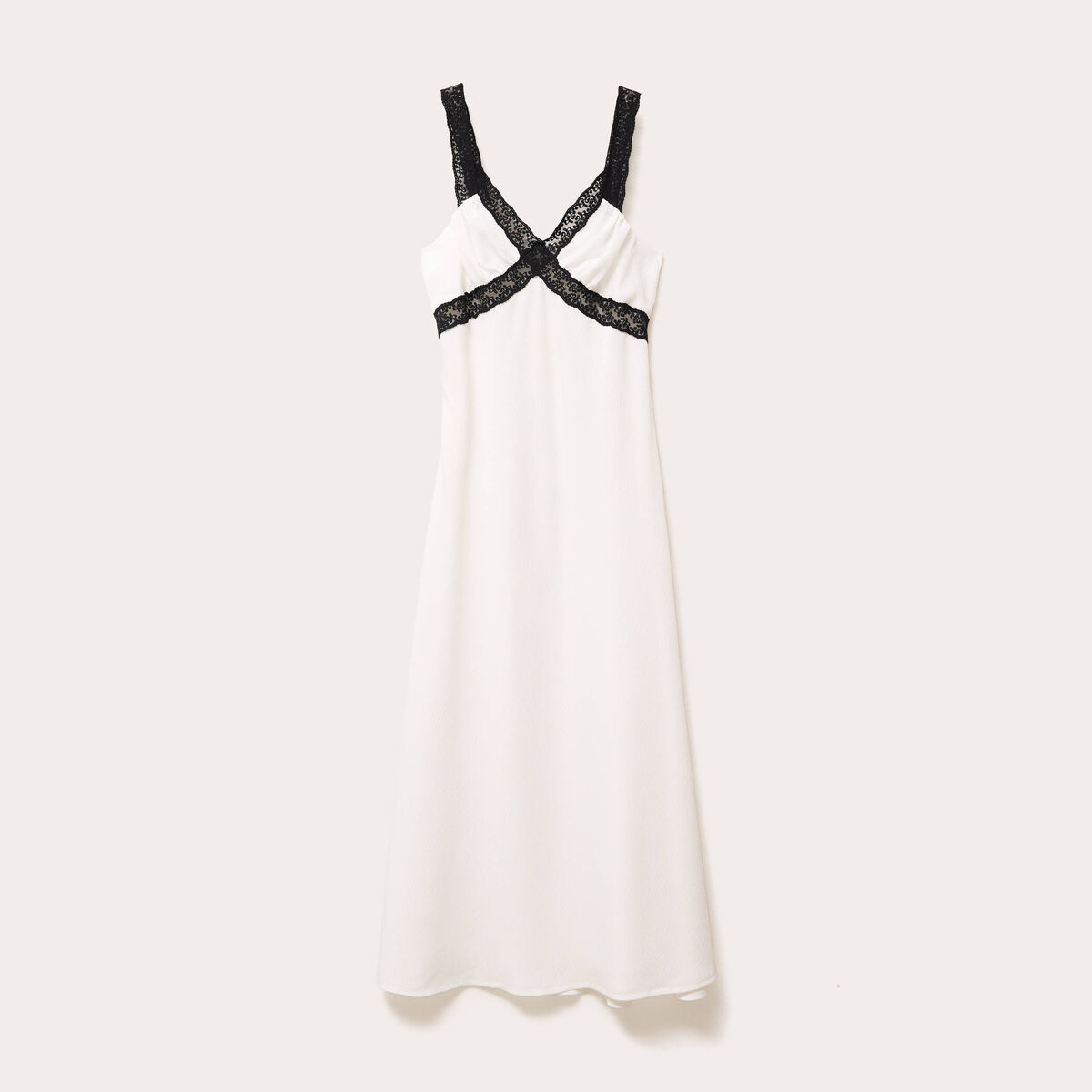 Robe longue évasée blanc femme