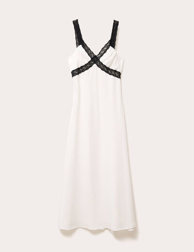 Robe longue évasée blanc femme