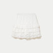 Jupe courte trap&egrave;ze en dentelle ecru femme