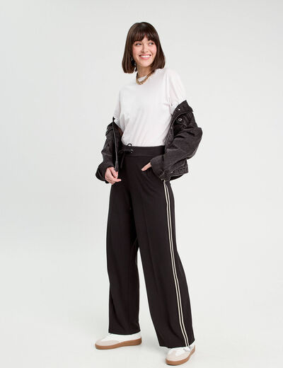 Pantalon large style jogging noir femme