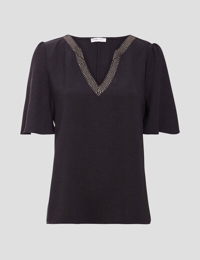 Blouse manches courtes noir femme
