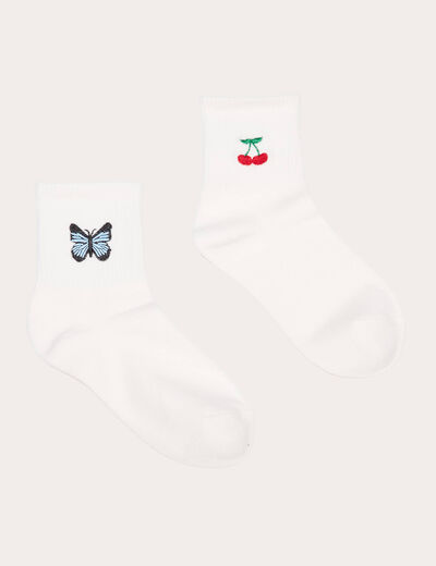 Lot 2 paires chaussettes ecru femme