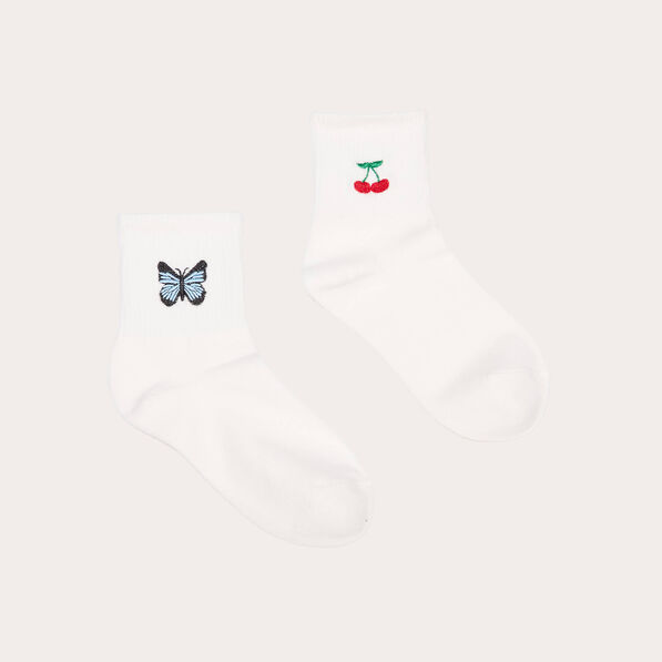 Lot 2 paires chaussettes ecru femme