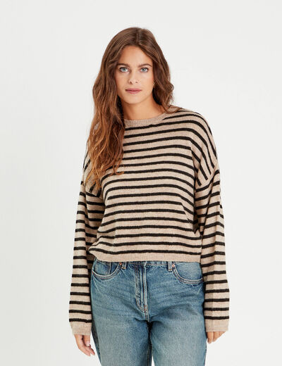 Pull manches longues sable femme