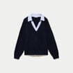 Pull effet 2-en-1 bleu marine femme