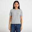 Pull ample manches courtes gris clair femme