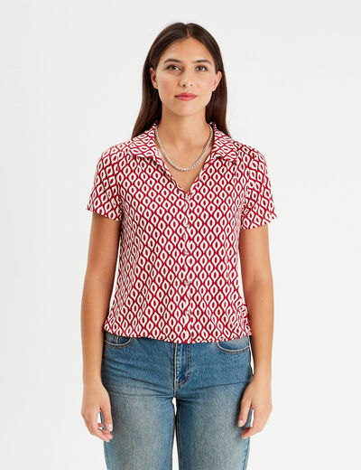 Blouse manches courtes rouge femme