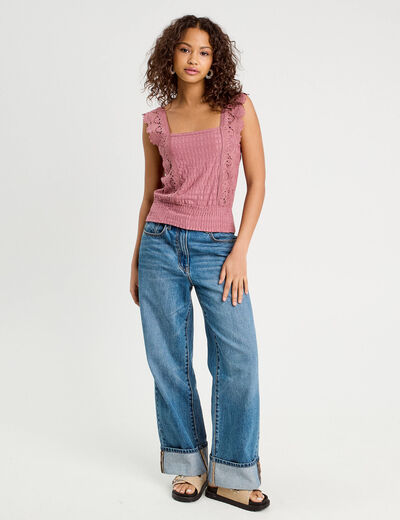 Blouse bretelles fines vieux rose femme