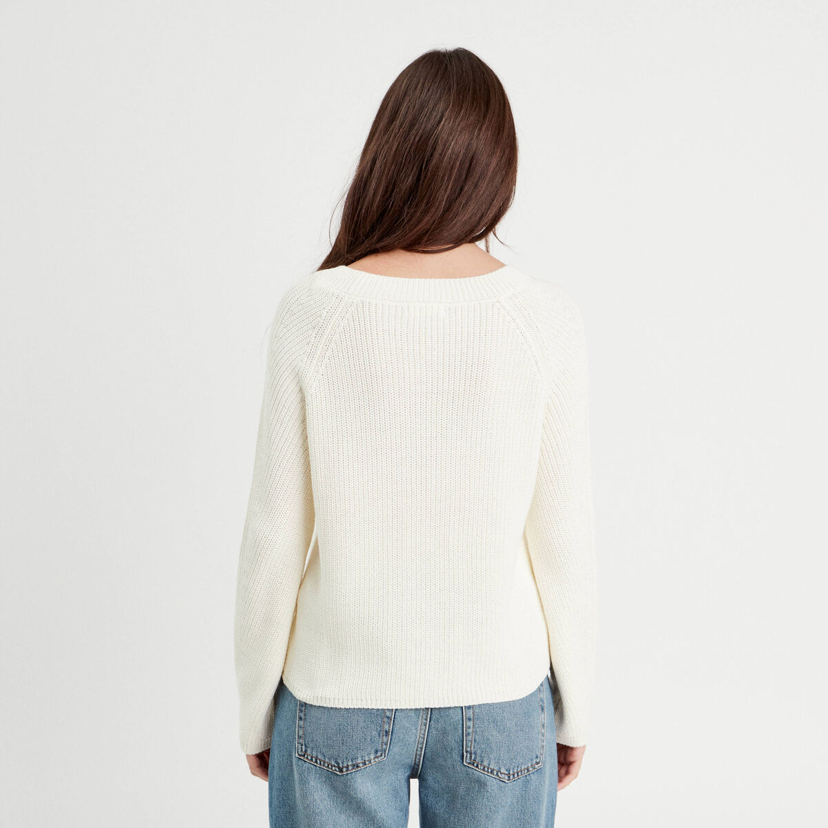 Pull avec boutons épaules ecru femme