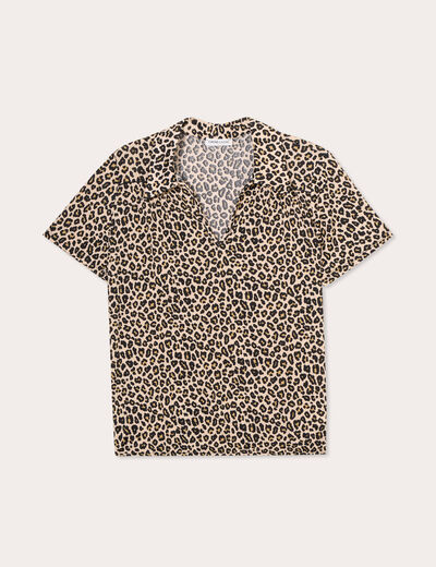 Blouse col polo beige clair femme