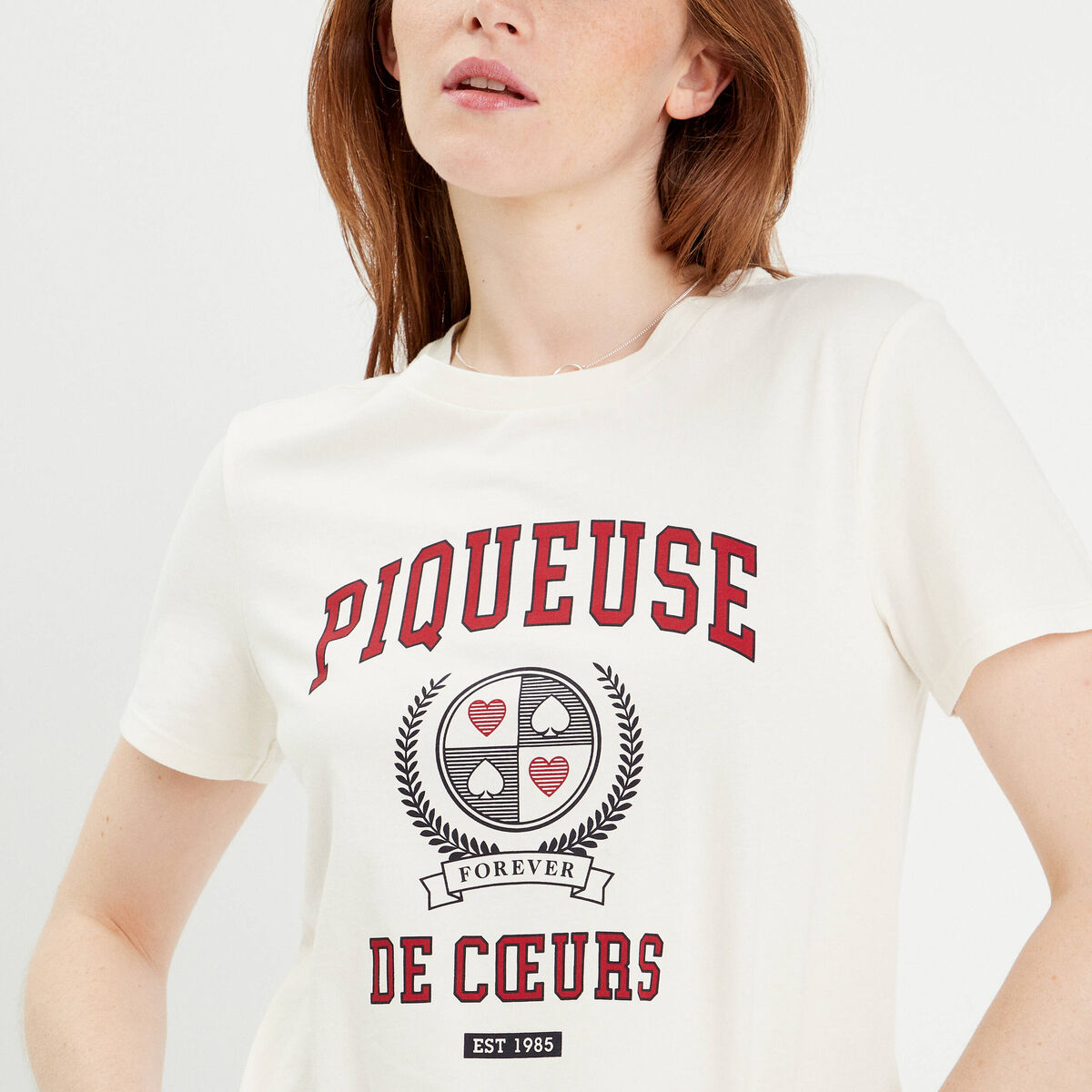 T-shirt manches courtes ecru femme