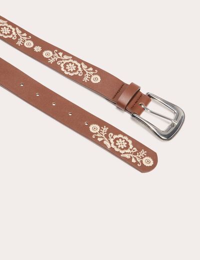 Ceinture brod&eacute;e camel femme