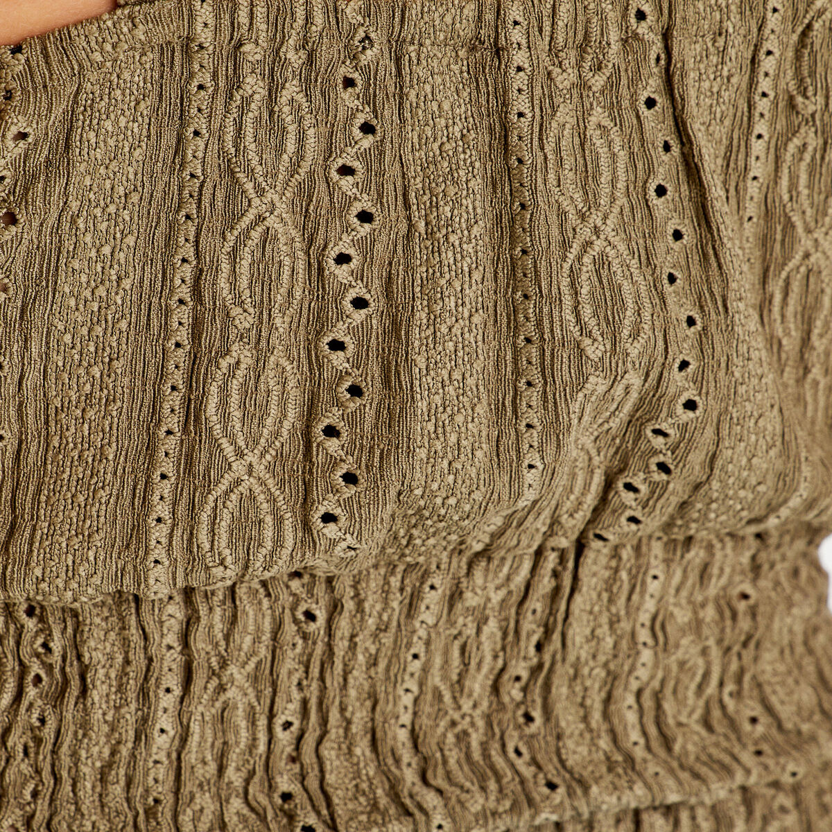 Blouse broderie anglaise vert foncé femme