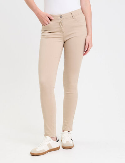 Jeans slim 5 poches taupe femme
