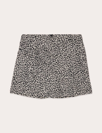 Jupe-short droite effet noué noir femme