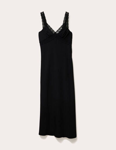 Robe longue évasée noir femme