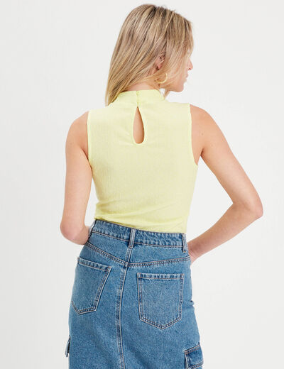 Débardeur col montant jaune fluo femme