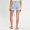 Short en jean détails dentelle denim bleach femme