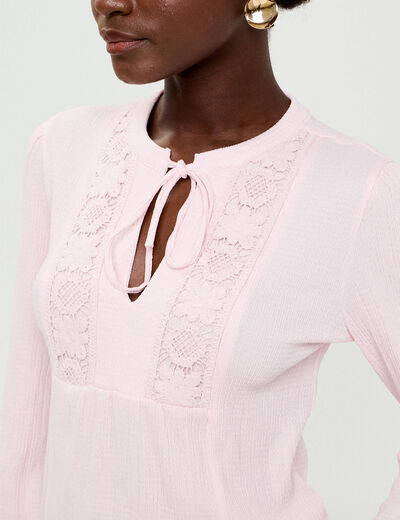 Blouse manches longues rose clair femme
