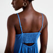 Robe longue &eacute;vas&eacute;e col v cr&ecirc;pe bleu fonc&eacute; femme