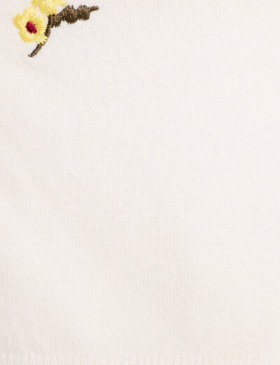 Gilet avec broderie ecru femme