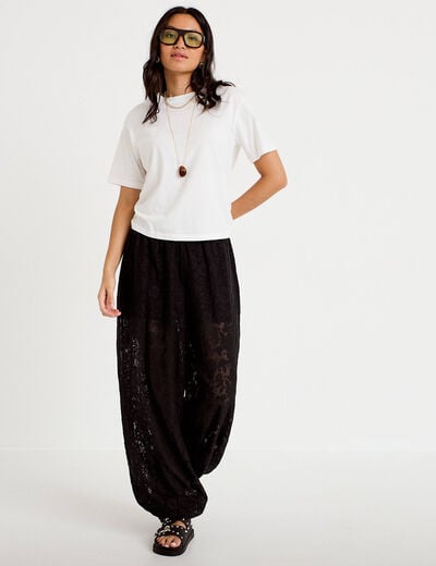 Pantalon bouffant taille standard noir femme