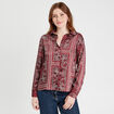 Chemise manches longues satin rouge femme